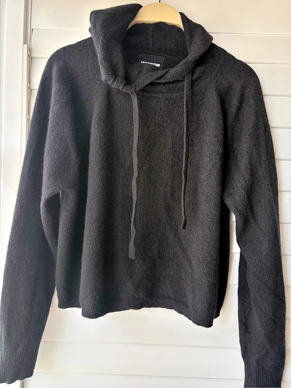 Monrow 100% Cashmere Hoodie Black Cashmere Hoodie Size Medium